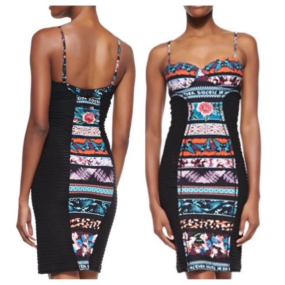 Jean Paul Gaultier Mixed-Print Paneled Bustier Dress Blue Multi (3) - Picture 1 of 12